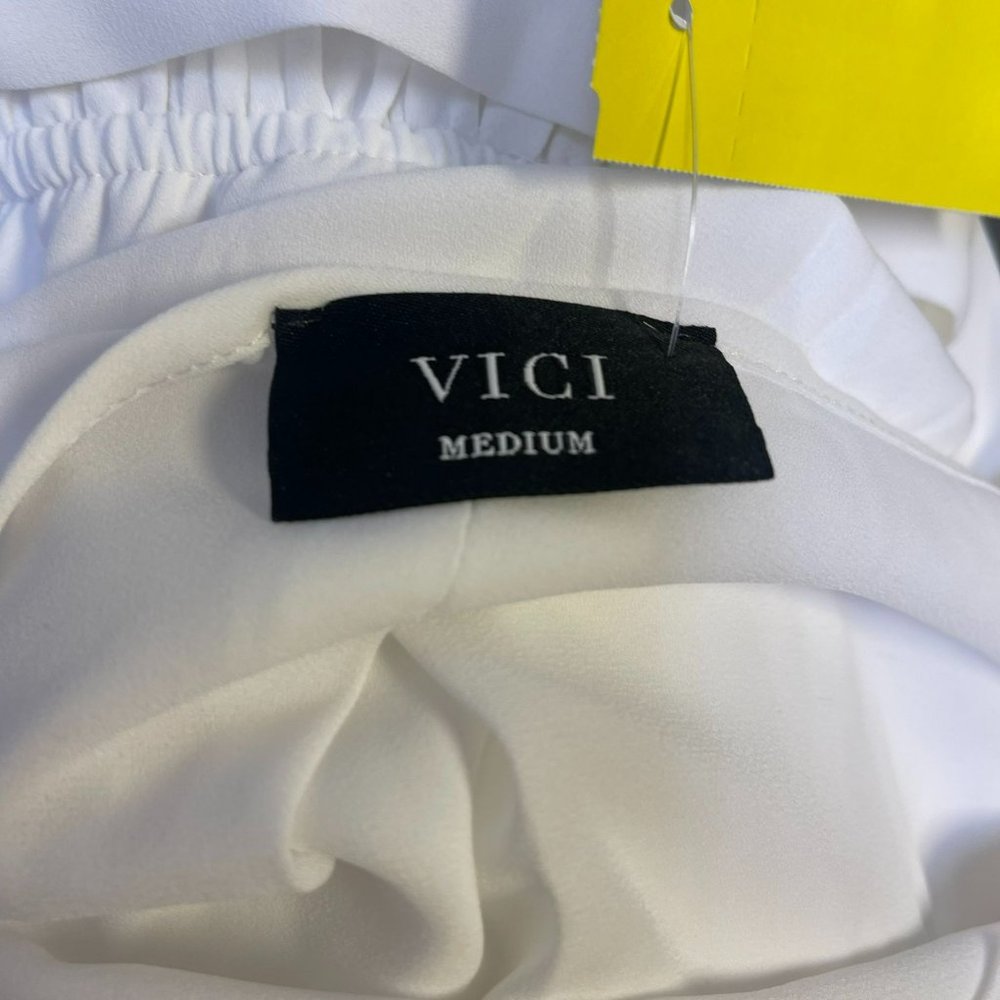 Vici White Chiffon Maxi Dress with Tie Belt Size Medium - Picture 8 of 8